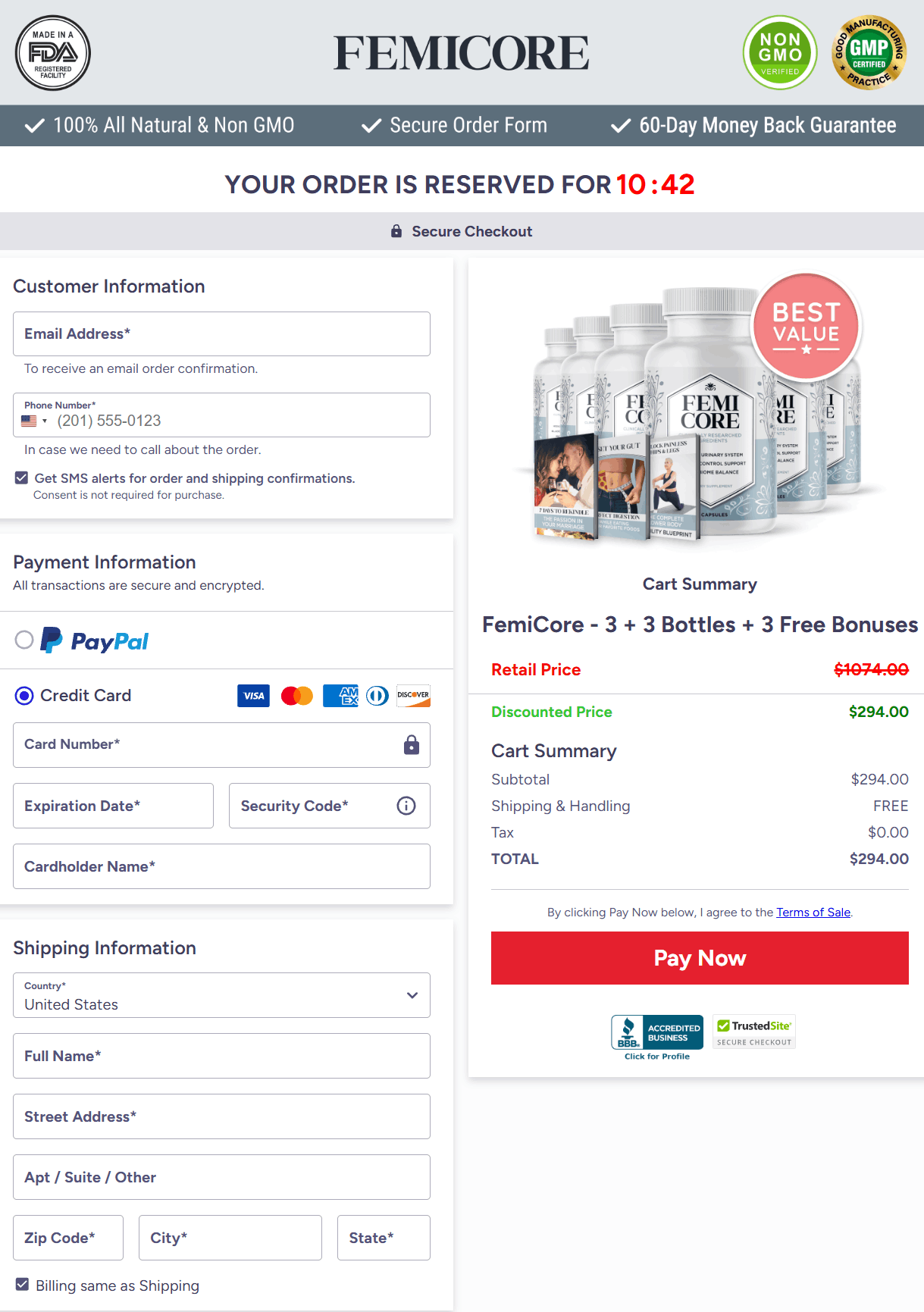 FemiCore-Secure Checkout Page